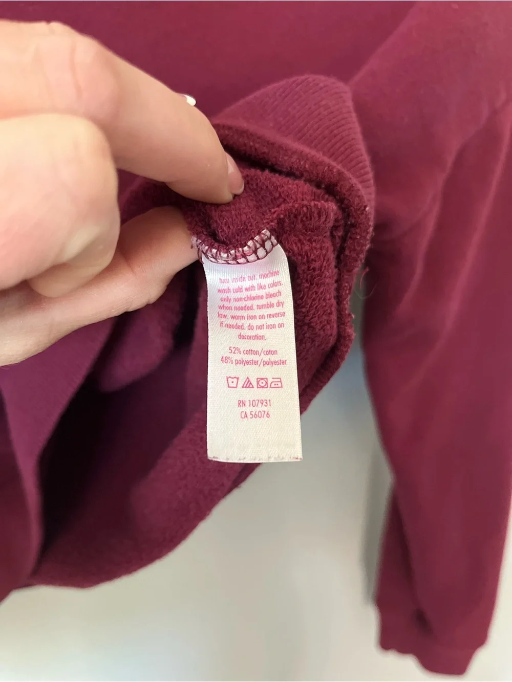 Justice Active Burgundy Cropped Hoodie Sweatshirt Girls Size 12 Athleisure